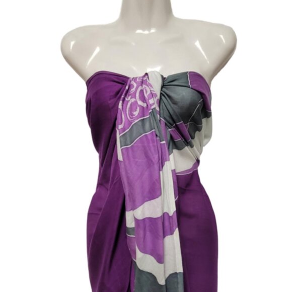 Womens Sarong Cotton Wrap, Handpainted Batik Wrapskirt Beach Pareo Beachwear-NEW - Picture 6 of 7